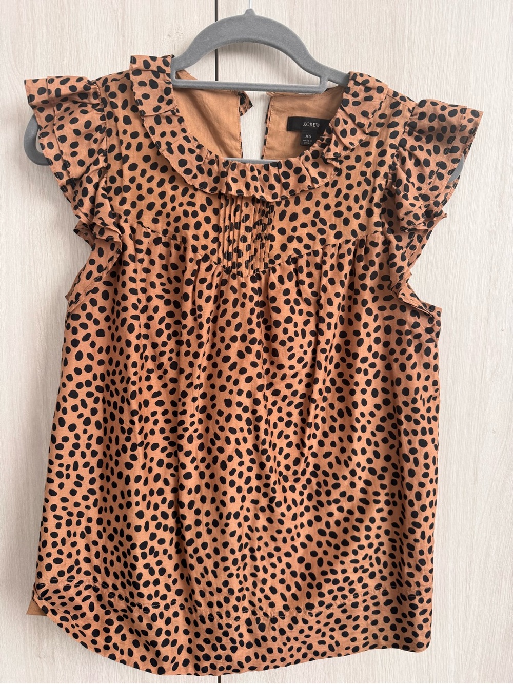 J. Crew animal print Ruffle Cap-Sleeve Camisole